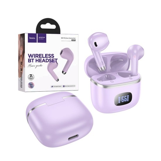 Hoco Wireless Earphones EQ1 Music guide Purple